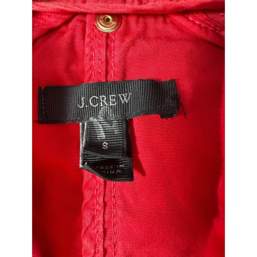 J Crew Full Zip Hooded Shacket Jacket Red Mens Size Small 100% Cotton
